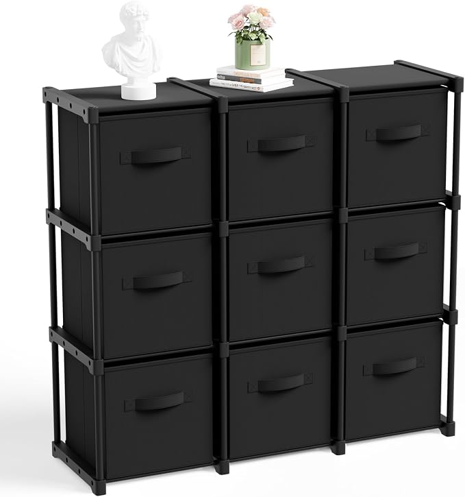 Briwooody 9 Cube Storage Organizer Storage Bins Shelf,Black