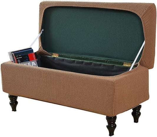 FUANGUI Ottoman Cover Slipcovers Rectangular Folding Stretch | Storage Bench Footrest Sofa Stool Covers Footstool Protector with Elastic Bottom, Removable Washable,Medium