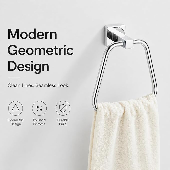 Chrome Towel Ring for Bathroom 2 Pack, Kitchen Bath Towel Holder Hangers Wall Mount Heavy Duty Stainless Steel