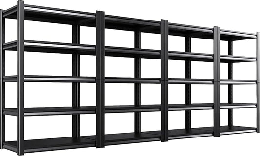 Set of 4 71"H Garage Shelving-2050LBS 5 Tier Storage Shelves,Adjustable Heavy Duty Metal Shelving Unit and Storage Large Rack,Utility Steel Shelf For Shop Warehouse Industrial Pantry 71"x35"x16"