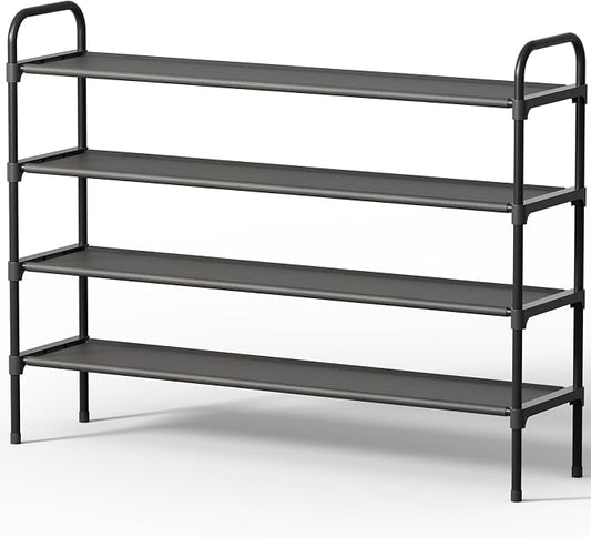 Kitsure Extra-Long Shoe Rack for Closet, 39.0" Wide - 4 Tier, Black | Shoe Organizer for Front Door Entrance, Stackable Shoe Shelf, Closet Organizers and Storage