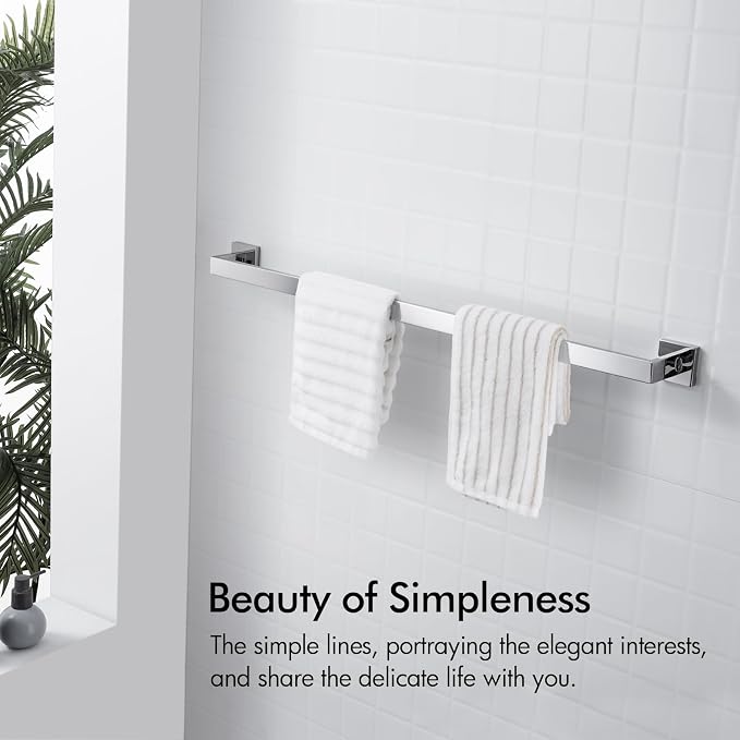 BANOLUX Towel Rack, 36-Inch Single Towel Bars for Bathroom, Towel Racks for Bathroom Wall Mounted SUS304 Stainless Steel Hand Towel Holder Organize Heavy Duty, Chrome Towel Bar
