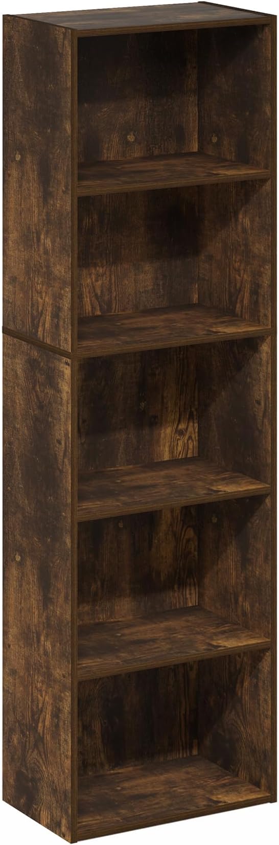 Furinno LUDER Book Shelf, 5-Tier Bookshelf, Bookcase with Open Shelves, 9.4 x 15.8 x 52, Easy Assembly, for Living Room, Bedroom, Home Office, Amber Pine