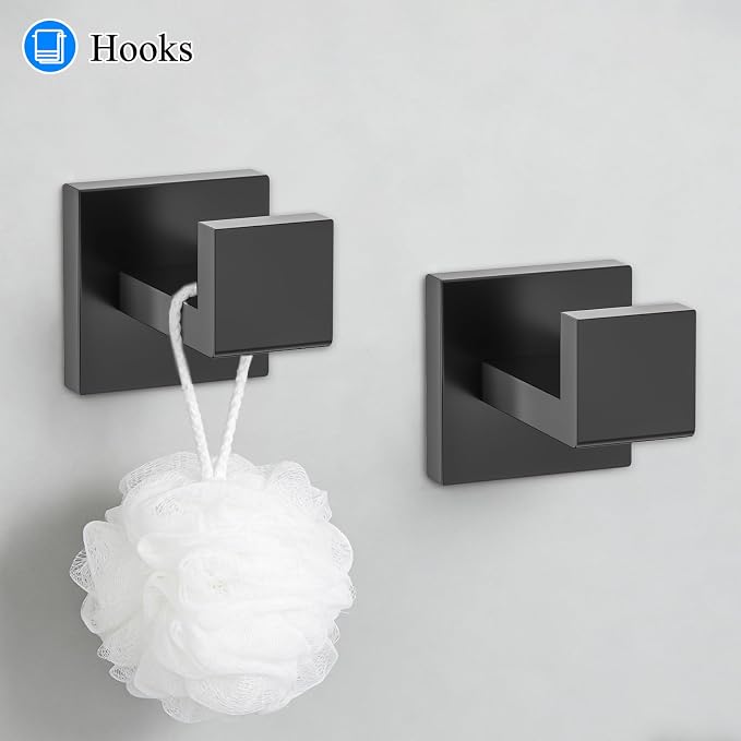 10-Piece Matte Black Bathroom Hardware Accessories Set Towel Bar Set for Bathroom 23.6 inch Towel Bar,Stainless Steel Wall Mounted Towel Holder