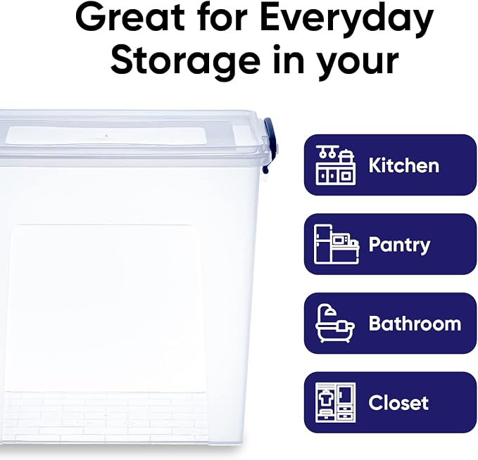 Superio Storage Bins with Lids, Clear Plastic Containers for Organizing, Stackable Totes, BPA Free, Odor Free, Organizer Boxes for Home, and Dorm (2 Pack, 14.25 Qt)