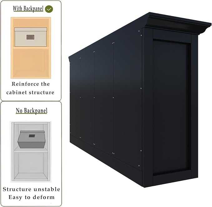 OSCHF 8-Cube Open Bookcase with Base, 2-Tier Low Cabinet, Black | Curved Base, Crown Molding, Fits 11×11" Bins, Modern Bookshelf for Living Room, Bedroom, Home Office, TV Stand Storage