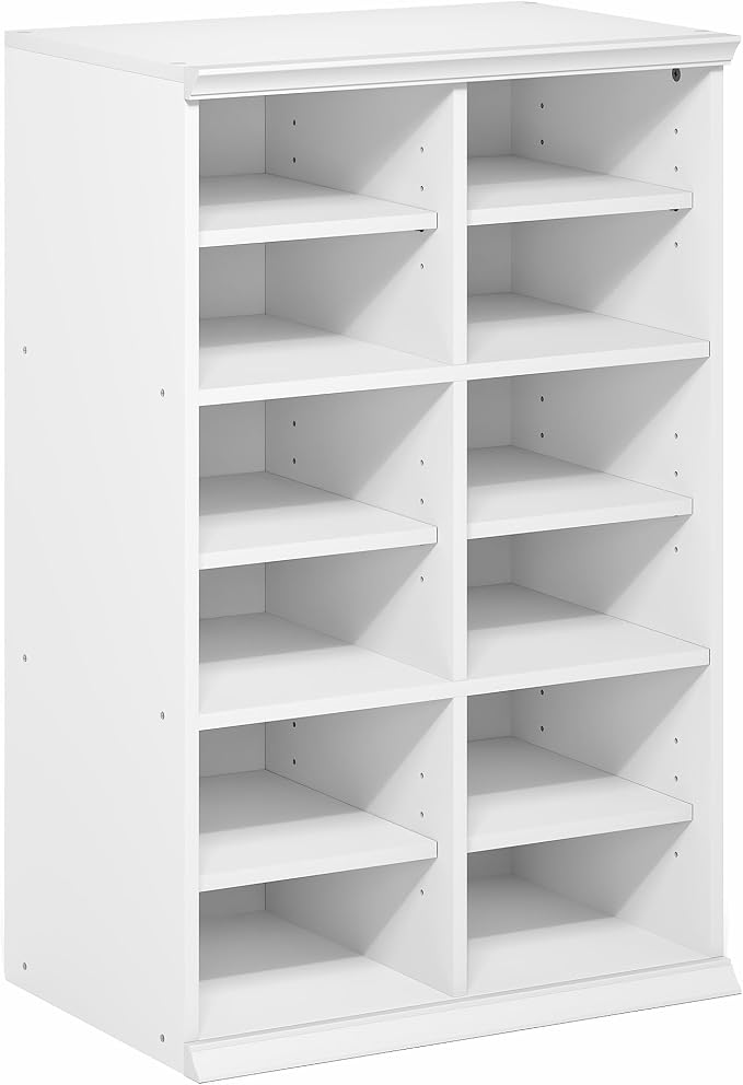 Furinno FANO Closet Organizers and Storage, 12-Cube Closet Organizer with Adjustable Shelves, Stackable Open Shelf Closet Shelves, 15.9 x 23.6 x 36.2 for Wardrobe, Bedroom, Living Room, White