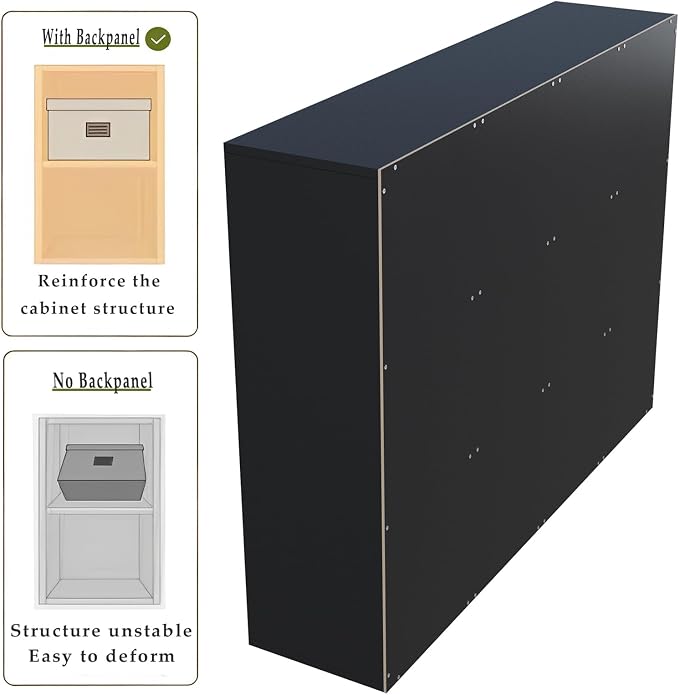 OSCHF 12-Cube Storage Shelf Bookcase, Black | Wooden 3-Tier Open Bookshelf, Fits 11×11" Bins, Vertical or Horizontal Use, Full Back Panels, For Home Office
