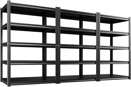 Set of 3 Heavy Duty Garage Shelving, 71.2" Hx46 Wx20 D, Adjustable Storage Shelves Unit for Garage Storage, Metal Shelving & Shelves Organizer for Home, Warehouse, Workshop & Commercial Use