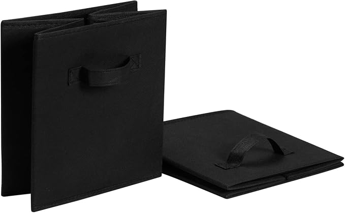 Amazon Basics Collapsible Fabric Storage Cube Bins Organizer with Handles, Organization Containers, Multifunctional, 13" x 13" x 13", Black, 6-Pack