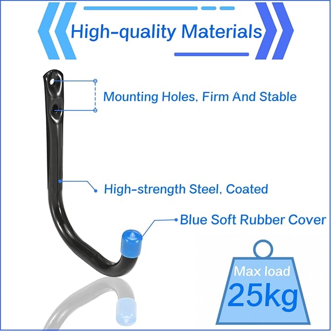Garage Storage Hooks for Hanging, 4Inch Heavy Duty Wall Mount J Utility Hooks, Hangers-Organizer for Tools, Bikes, Ladders, Chairs, 10 Pack (‎12G-4inch10)