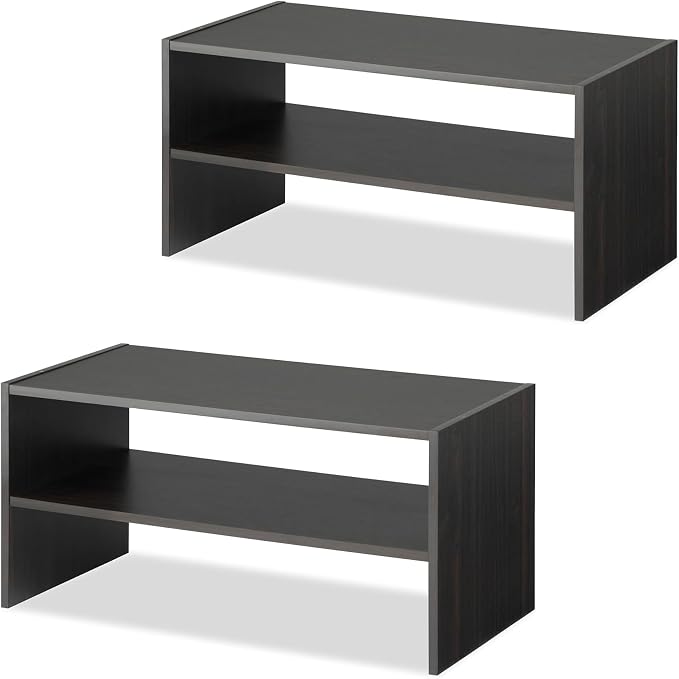 Whitmor Stackable 31" Extra Wide 2-Shelf Storage Organizer, Espresso，2 Pack