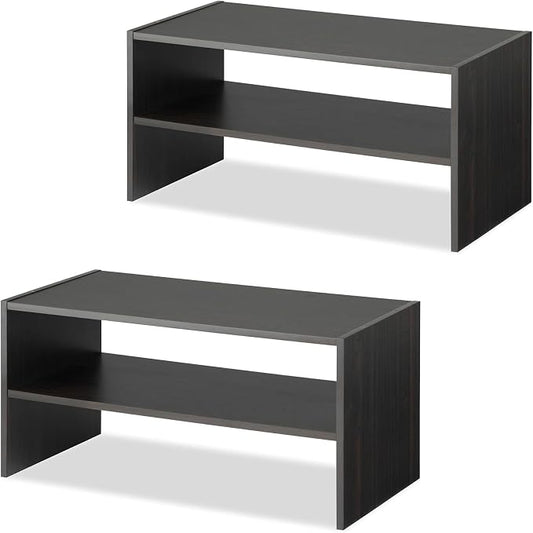 Whitmor Wood Stackable 2-Shelf Shoe Rack, 24 INCH, Espresso，2 Pack