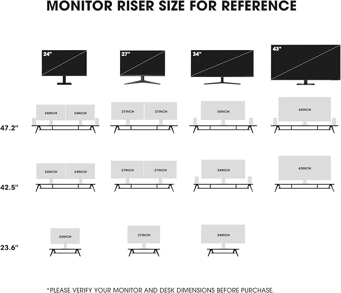 Fenge Dual Monitor Stand Riser, Wooden Desk Shelf with 2-Tier Storage | 47.2-Inch Extra Wide, Sturdy Aluminum Legs, Built-In Phone & Tablet Slot, Desktop Organizer for Office Accessories