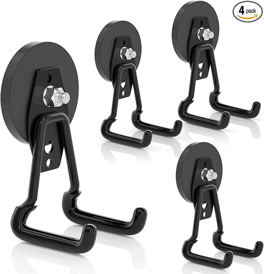 ENUODA Strong Magnetic Hooks Heavy Duty Upgraded Large Magnets with Hooks Magnetic Garage Hooks for Hanging Shovel, Broom, Wreath, Garden Tool, Toolbox, Shed, Garage, Locker, 4PCS
