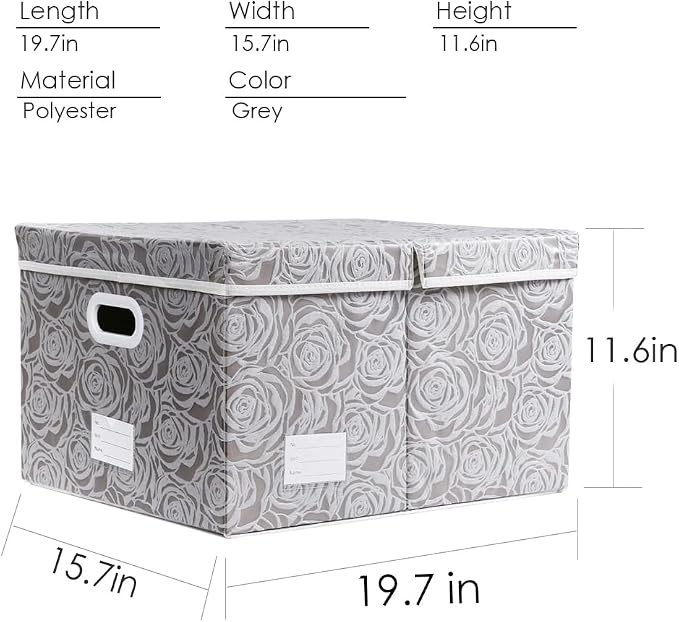 PRANDOM Extra Large Collapsible Storage Boxes with Lids Fabric Decorative Storage Bins Cubes Organizer Baskets with Cover Handles Divider for Bedroom Closet Living Room 19.6x15.7x11.8 Inch 3 Pack