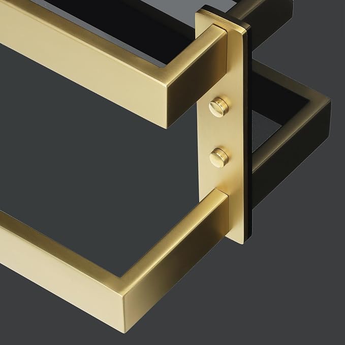 Alise Double Towel Bar, 32" Double Towel Racks for Bathroom, Brushed Gold | Bathroom Towel Rack Wall Mounted, 3.54" Wide Faster Drying, Ladder Design, SUS304 Stainless Steel