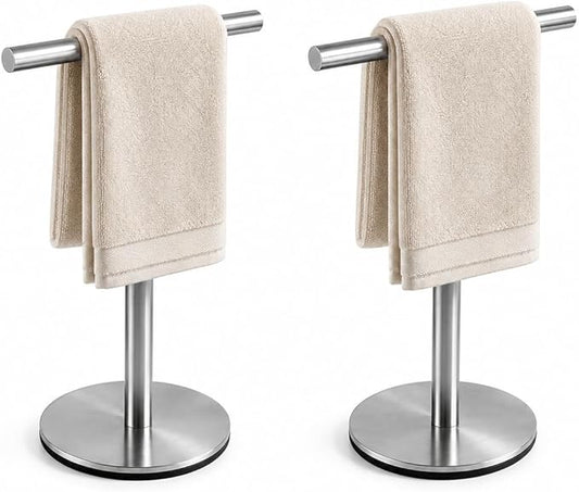 Bathroom Hand Towel Holder Stand，T-Shape Hand Towel Holder Stand SUS304 Stainless Steel for Bathroom，Kitchen or Vanity Countertop(2Pack)