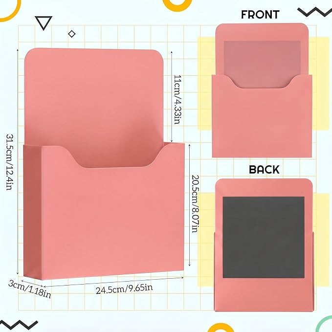 Gilprop 8 Pack Magnetic File Folder Holder for Whiteboard Classroom Storage | 5"x7"x1.2" Hanging Magnetic Wall File Organizer, Refrigerator Magazine Holder, for Mail Letters Paper Desk Office