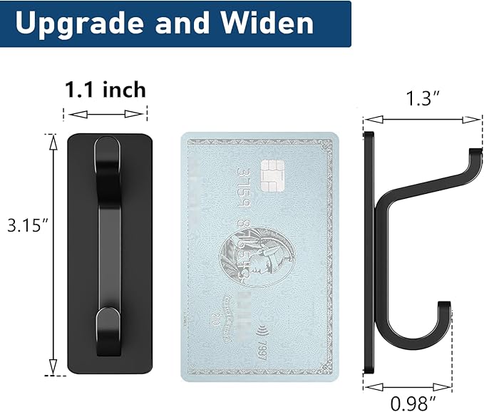 pickpiff Wall Hooks for Coat and Towel: 13LB Strong Adhesive Door Hanger Stick on, Black 6 Pack
