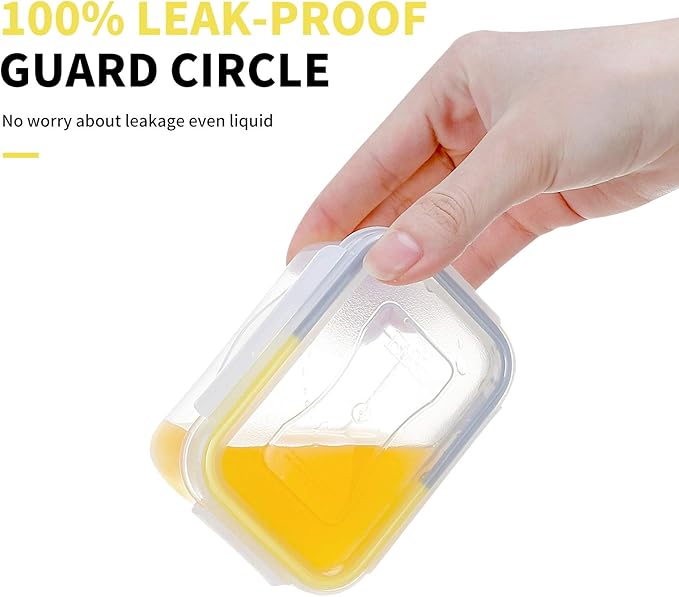 KIGI Small Plastic Food Storage Container, 6 Pack (0.76 Cup) | Ideal for Snack, Lunch & Meal Prep, BPA-Free, Rectangular,Leakproof Mini Bento box with Airtight Lids, 6 oz