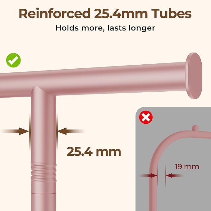 HYSEYY Clothes Rack, Clothing Rack for Hanging Clothes, Rolling Garment Rack Sturdy Coat Rack Portable Wardrobe Rack Metal Closet Rack for Bedroom Laundry Living Room, Pink