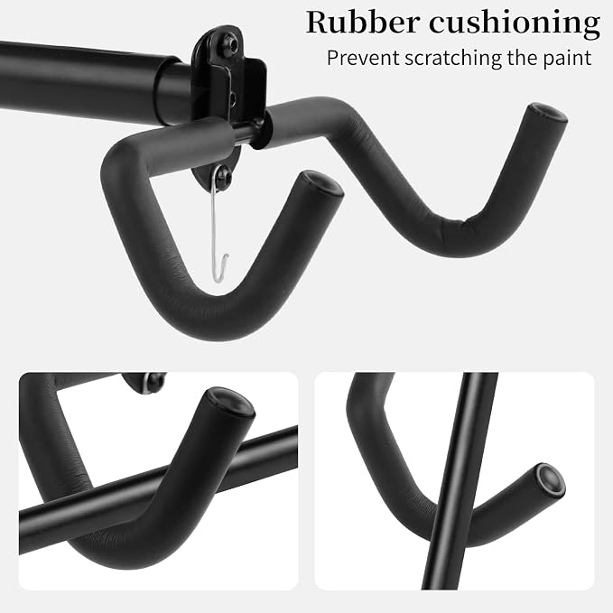 Bike Wall Mount Hanger, Bicycle Garage Storage Rack Hook with a Helmet Hook to Hang the Helmet, Horizontal Indoor Bike Holder for Hanging Mountain, Road, Hybrid Bikes