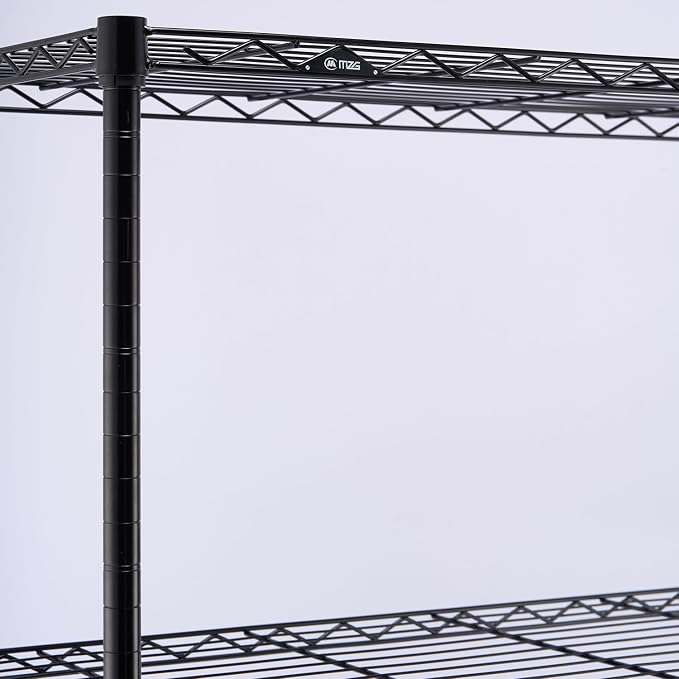 M MZG Heavy Duty Rolling Garment Rack 3 Tiers Adjustable Wire Shelving Clothes Rack with 3 Rods and Side Hooks,Storage Closet Clothing Rack Black 15.7" D x 43.3" W x 76.5" H