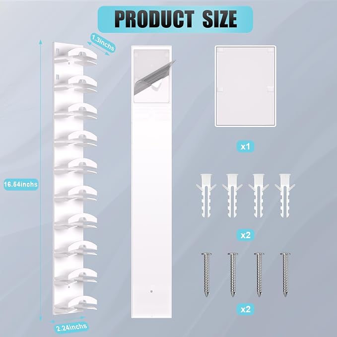 Hat Organizer for Baseball Caps, Hat Rack for Wall with Strong Adhesive Hold up to 10 Hats, Hat Hanger Holder Display for Door Closet, Cap Organizer Storage Multilayer Two Mounting Option(White)