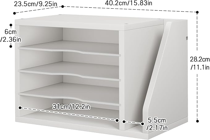 Creso hom Mail Sorter, File Organizer Desktop, Wood Desk Organizer with 3 Adjustable Shelves, Mail Holder for Office, Home, Letter Sorter File Holders for Envelopes, Mail Supplies Magazines, White | Mail Sorter, File Organizer Desktop, Mail Holder for ...