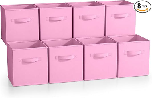 Sorbus Fabric Storage Cubes - 8 Foldable Storage Bins for Organizing Pantry, Cubbies, Toy Box - Clothes Storage & Closet Organizer - 11 Inch Collapsible Cube Baskets for Shelves with Handle