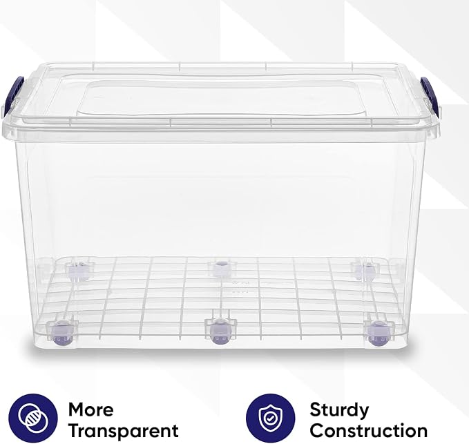 Superio Storage Bins with Lids, Clear Plastic Containers for Organizing, Stackable Totes, BPA Free, Odor Free, Organizer Boxes for Home, and Dorm (4 Pack, 44 Quart)