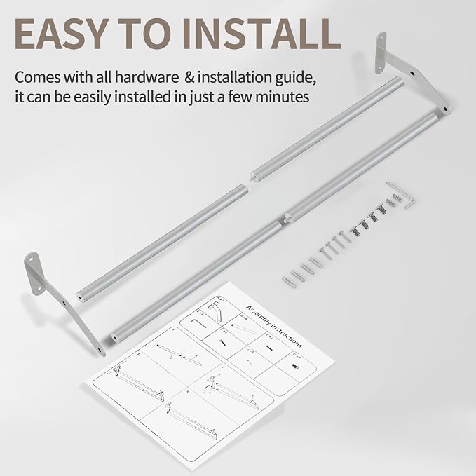 JUYSON Double Towel Bar for Bathroom, 30 Inch Towel Rack, Brushed Nickel | Wall Mounted, Stainless Steel, Rust Resistant, Space-Saving Design, Easy Installation
