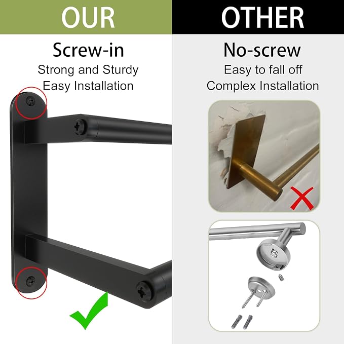 Towel Racks for Bathroom, Double Towel Bar 24Inch, Stainless Steel Bathroom Towel Holder, Double Towel Rod Wall Mounted Towel Hanger, Bathroom Towel Rack(Matte Black)