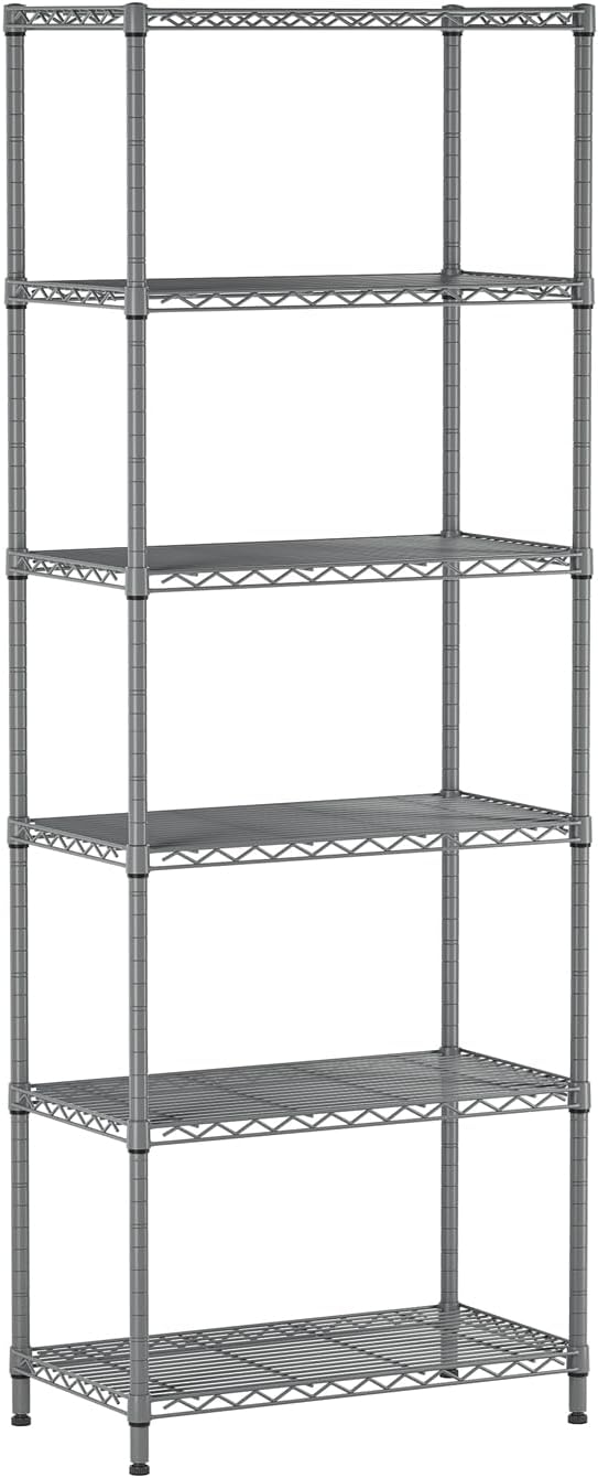 SINGAYE 6 Metal Shelves Wire Shelving Storage Shelf Adjustable Unit Pantry | 6 Tier Kitchen Laundry Room Organization Home Pantry Closet Bathroom Organizers Garage Rack 14" D x 24" W x 72" H Gray