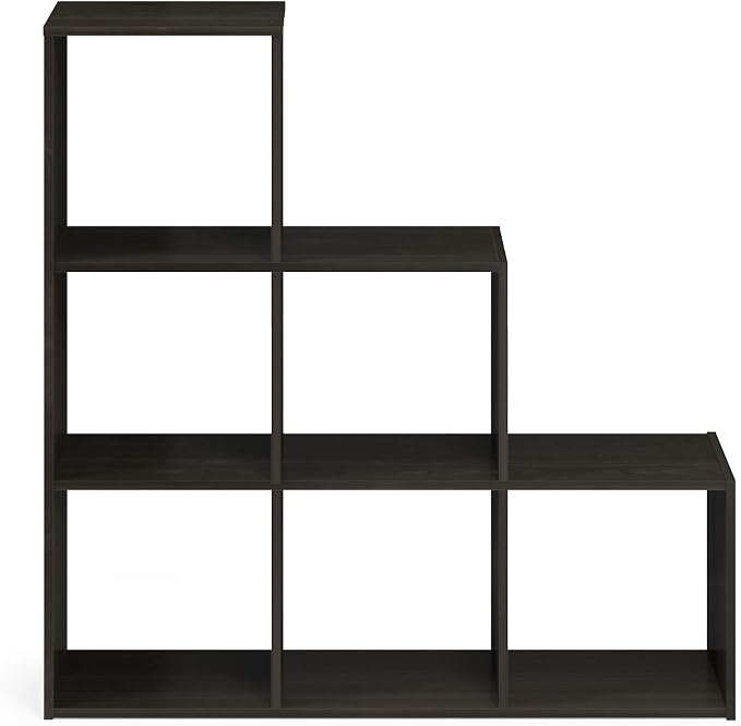 Furinno Pelli 3-2-1 Cubic Storage Cabinet, Espresso | 11.8 x 36 x 35.6, Open Frame, 6-Cube Storage Organizer Cabinet, for Living Room, Bedroom, Home Office