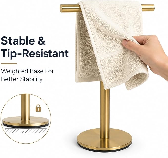 Bathroom Hand Towel Holder Stand，T-Shape Hand Towel Holder Stand SUS304 Stainless Steel for Bathroom，Kitchen or Vanity Countertop