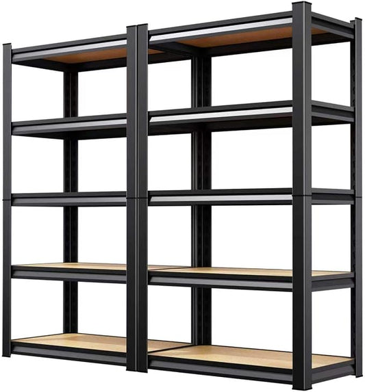2-Pack 71"H-28"W-12"D Garage Shelving - 5 Tier Metal Storage Shelves | Adjustable Steel Rack Units, Industrial Utility Shelving for Pantry, Basement, Warehouse & Home Organization