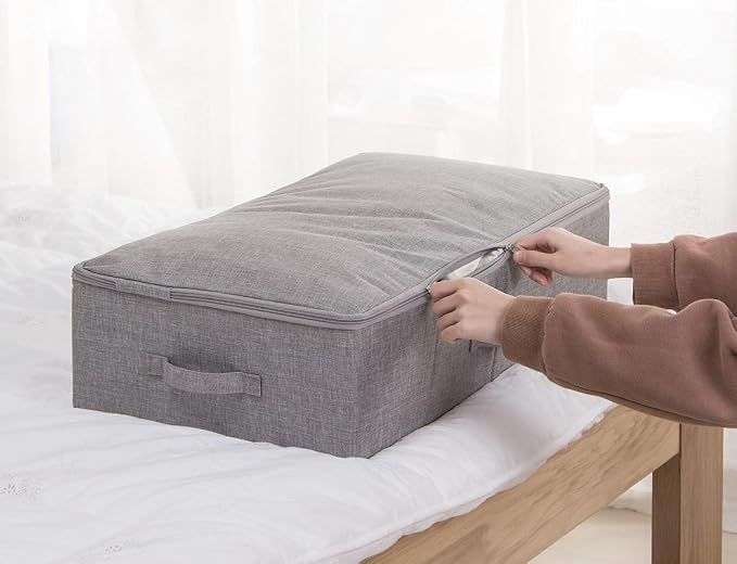 Folding Under the Bed Storage Bin with Lids, Under Bed Storage Containers | underbed storage containers,under bed storage bins, Wardrobe Closet Clothing Blanket, Shoes, Toys Organizer Containers