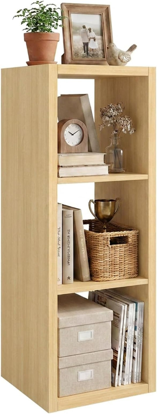 WannabeMyself【2026 Wooden Thick Frame】 3 Cube Storage Organizer with Anti-Tipping Kits, Reversible Open Back Book Shelf,Bookcase for Living Room,Bedroom,Entrance Hall,Office,11.6×36.3×13.1,Oak Color