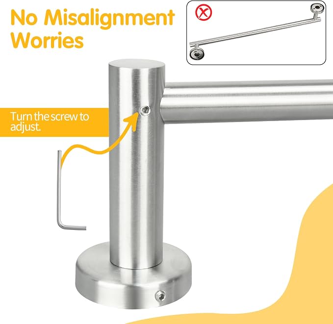 23 Inch Brushed Nickel Towel Bar, Two-Piece Assembly Design | Stainless Steel Towel Rack for Bathroom Wall Mounted