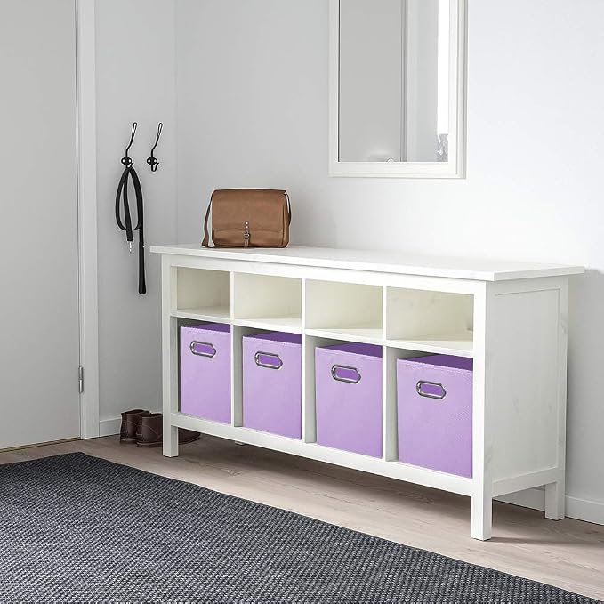 ShellKingdom Storage Bins, Foldable Fabric Storage Cubes with Metal Handle | Cloth Storage Organizer Drawer For Closet And Toys, 11 X 10.5 X 10.5 INCH, 6 Pack (Lavender)