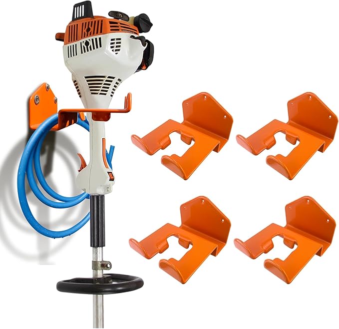 Weedeater Hanger, 4 Pack Weed Eater Hanger for Wall, Weed Wacker Holder | Heavy Duty Weed Wacker Wall Storage Rack, Compatible with Stihl, Weed Eater Hanging Hook for Garage Tool Organization