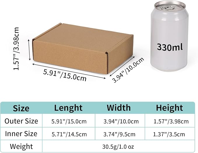 CRUGLA 6x4x1.5 Small Shipping Boxes, 100 Pack Brown Kraft Folding Mailer Boxes, 3-Ply Corrugated Cardboard Mini Box Mailers for Small Business Packaging