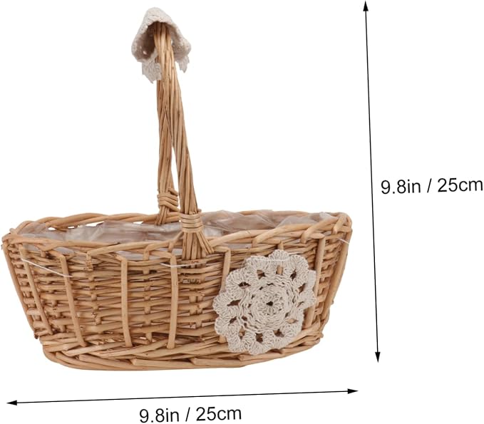 PRETYZOOM 1pc Creative Hand-woven Rattan Storage Basket Decorative Flower Basket for Home Decor Rustic Charm for Living Room Bedroom Office Wedding Supply