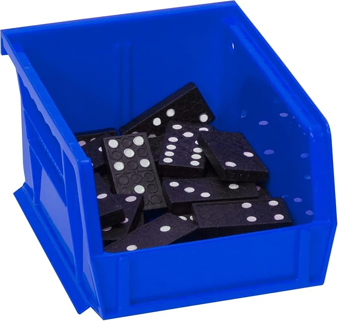 Akro-Mils 30210 AkroBins Plastic Storage Bins, Space-Saving Stackable Bins for Garage, Pantry, Craft Organization, 5" x 4" x 3", Blue, 6-Pack