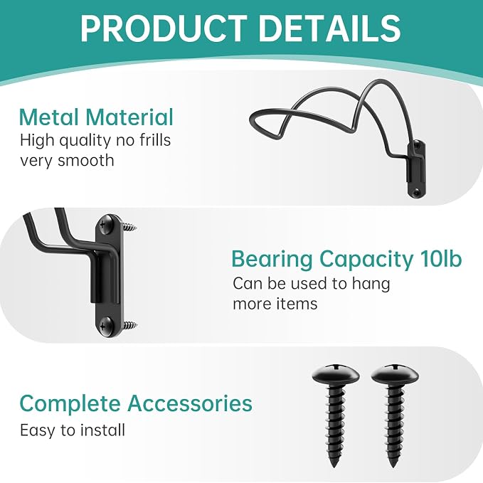 2 Pcs Wall Mounted Helmet Rack Storage Display Rack Hanger | Motorcycle Helmet Holder, For Equestrian/Baseball/Iron Man/Scout Trooper/Hockey Helmet, No Helmet
