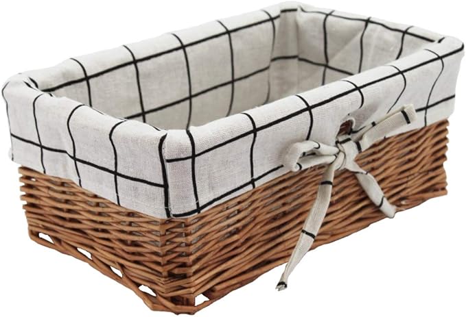 Wicker Storage Basket, Rectangular Storage Basket，Natural and Decorative, Arts and Crafts. (Natural)