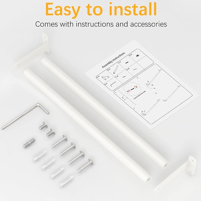 MKO Towel Bar for Bathroom Wall, 24 Inch Single Towel Rod Rack, White | Heavy Duty Stainless Steel, Towel Racks for Bathroom, Wall Mounted, Hand Towel Holder
