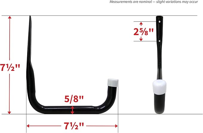 Shepherd Hardware 8088E Heavy Duty Steel Garage Storage/Assorted Utility Hooks, 6 Pack, black, 3.5"/ 5"/ 7.5"